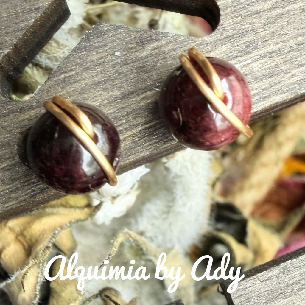 Minimalist Deep Red Garnet And Gold Earrings